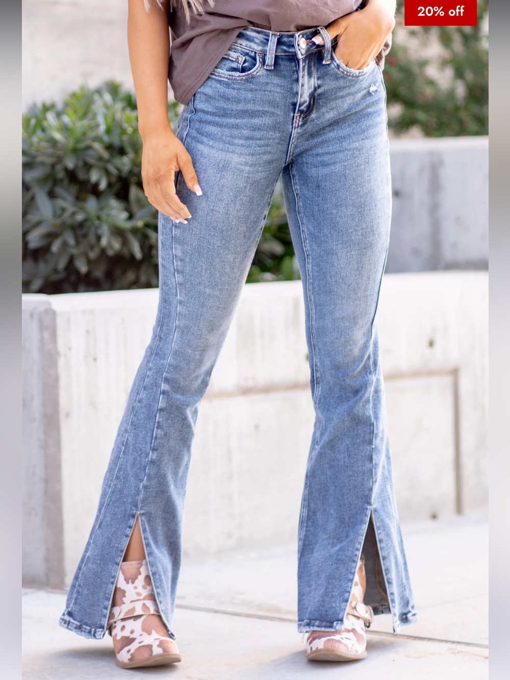 Flying Monkey Split Hem Flare Jeans